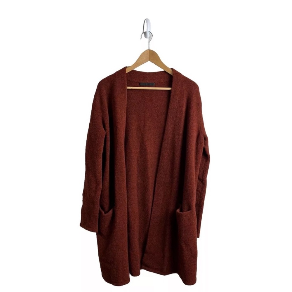Jenni Kayne Sweater Coat Cardigan Burnt Rust Wool - Picture 3 of 10